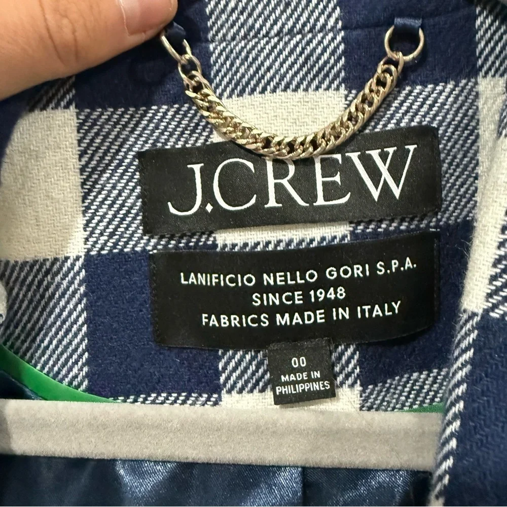 J Crew Coat Alfie Topcoat Boiled Wool in Buffalo Check Plaid Navy White - Picture 9 of 11